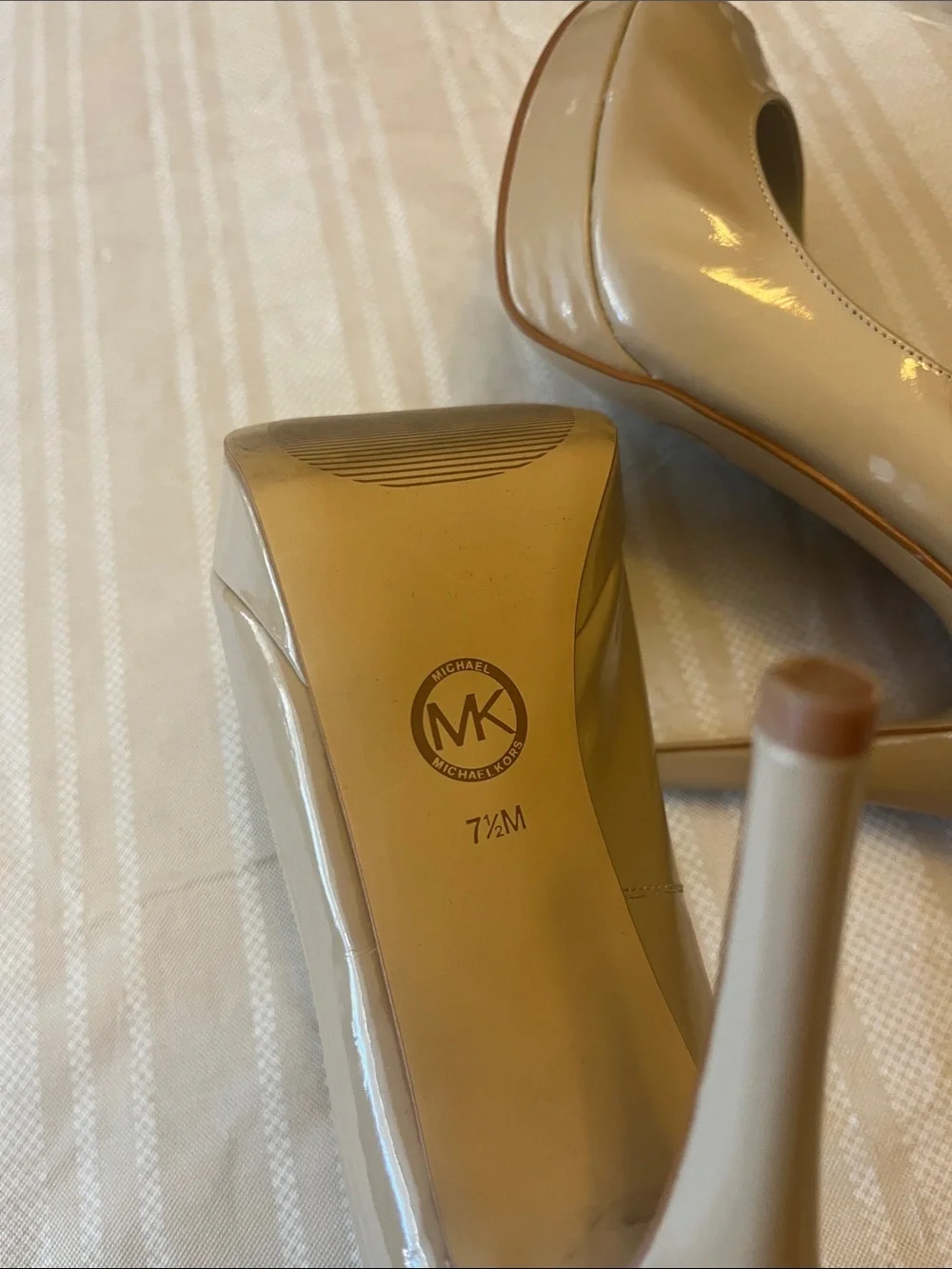 Michael Kors Nude Patent Peep-Toe Platform Pumps